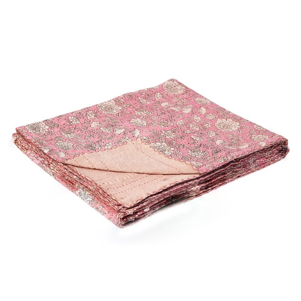 Taj Hotel Home Decor Kantha Cotton Throw | 1-Piece | Multicolor | 50"x70" - Picture 2 of 2